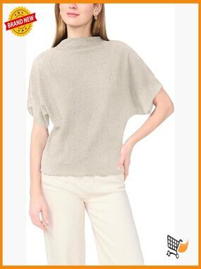 Dolman Sleeve Draped Peasant Top Mock Neck Pull On Blouse